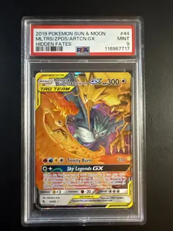 Moltres & Zapdos & Articuno GX #44 PSA 9 - Sun & Moon Hidden Fates 2019 Pokemon - Image 1