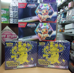 POKEMON PRISMATIC EVOLUTIONS (2) SURPRISE + (2) SURGING SPARKS ETB BOXES - Image 1