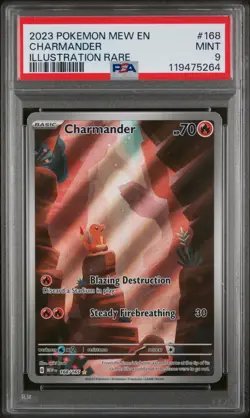 Pokemon 151 Charmander Illustration Rare English 168/165 PSA Mint 9 2023 - Image 1