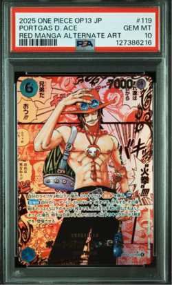 PSA 10 One Piece Card Ace Red OP13-119 Manga SEC Carrying on His Will Japanese - Image 1