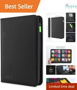 9 Pocket Trading Card Zip Binder with 360 Card Capacity Exo-Tec Black - Image 1