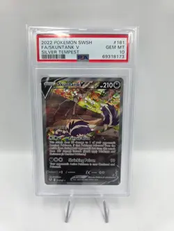 Pokemon Card PSA 10 Skuntank V 181/195 Silver Tempest Alt Art Full Art Holo 2022 - Image 1