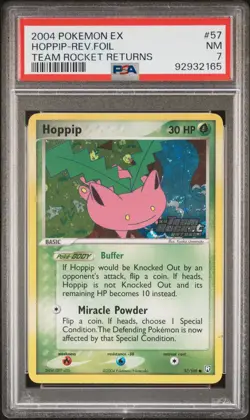 PSA 7 Hoppip Reverse Holo 57/109 Team Rocket Returns 2004 Pokemon Card - Image 1