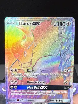 Pokemon Card Tauros GX 156/149 Sun & Moon Base Set Secret Rare Played - Image 2