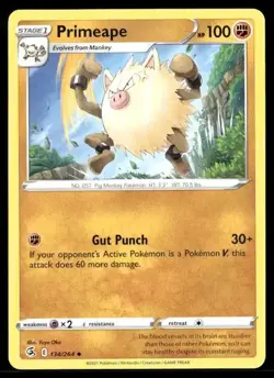2021 Fusion Strike Set Pokemon Card 134 Primeape NM - Image 1