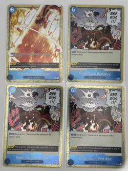 Gum-Gum Red Roc OP04-056 PRB-01 x4 full rarity Playset One Piece Card Game - Image 1
