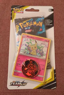 Pokemon Sun & Moon Team Up Checklane Blister Pack With Mimikyu Promo SM163 - Image 1