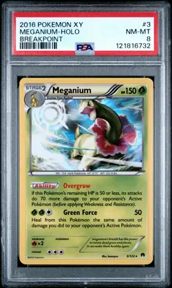 2016 POKEMON XY BREAKPOINT #3 MEGANIUM-HOLO PSA 8 - Image 1