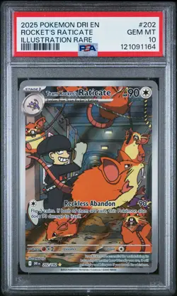 2025 POKEMON DRI EN-DESTINED RIVALS #202 TEAM ROCKET'S RATICATE PSA 10 - Image 1