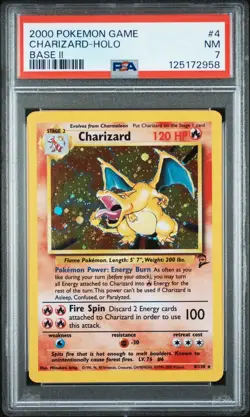 Charizard Pokemon 2000 Holo Base Set 2 II 4/130 PSA 7 🔥 - Image 5