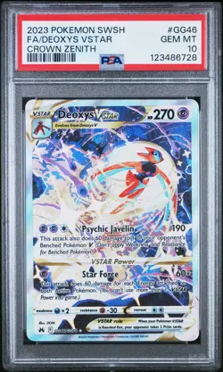 2023 POKEMON SWORD & SHIELD CROWN ZENITH #GG46 FULL ART/DEOXYS VSTAR PSA 10 - Image 1