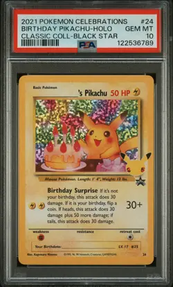 2021 POKEMON CELEBRATIONS CLASSIC COLL #24 BIRTHDAY PIKACHU-HOLO PSA 10 - Image 1