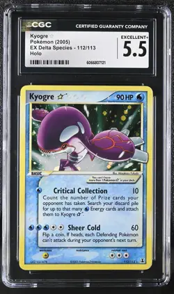 CGC 5.5 Kyogre Gold Star 2005 EX Delta Species 112/113 Holo Pokemon Card - Image 1