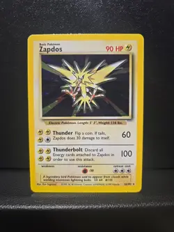 Zapdos 16/102 Pokemon Card Unlimited Edition Holo Rare Base Set LP Wotc - Image 1