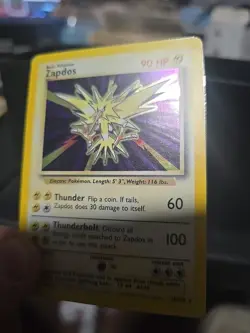 Zapdos 16/102 Pokemon Card Unlimited Edition Holo Rare Base Set LP Wotc - Image 3
