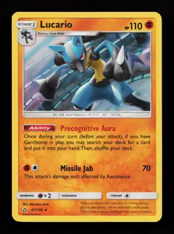 Lucario 67/156 Holo Rare SM - Ultra Prism Pokemon Card - Image 1