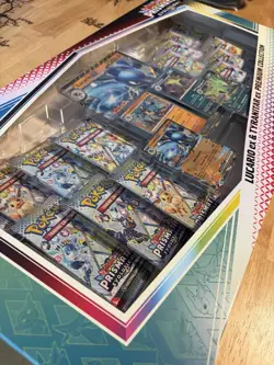Pokemon Prismatic Evolutions Sams Club Lucario Tyranitar Premium Collection Box - Image 5