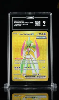 TAG 9 Iron Valiant EX 261/182 Hyper Rare Paradox Rift Pokemon 2023 Gold - Image 1