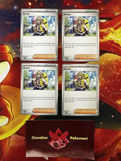 x4 Playset Arven 166/198 - Scarlet & Violet Uncommon Pokemon - NM/MINT - Image 1