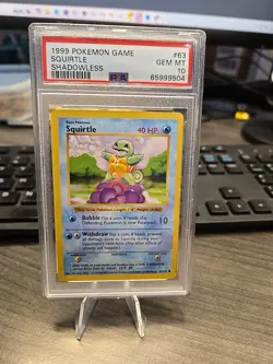 1999 Pokemon Base Set SHADOWLESS SQUIRTLE 63/102 - PSA 10 GEM MINT - 65999504 - Image 2