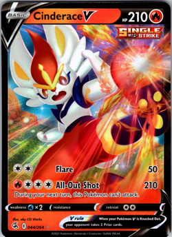 Cinderace V 044/264 SWSH08: Fusion Strike Ultra Rare - NM - Image 1