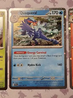 Pokemon SV NM Cosmos Promo Meowscarada Quaquaval Skeledirge 15 38 054/198 Swirl - Image 2