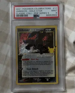 2021 POKEMON CELEBRATIONS CLASSIC COLLECTION #17 UMBREON-GOLD STAR PSA 9 - Image 1