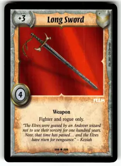 Warlord: Saga of the Storm CCG 1st Edition Card UC #110 Long Sword - Image 1