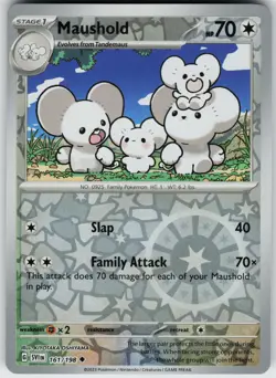 Pokemon Maushold 161/198 SV01: Scarlet & Violet Base Set NM Reverse Holo card - Image 1