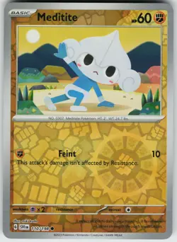 Pokemon Meditite 110/198 SV01: Scarlet & Violet Base Set NM Reverse Holo card - Image 1