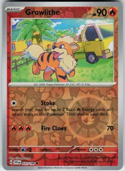 Pokemon Growlithe 031/198 SV01: Scarlet & Violet Base Set NM Reverse Holo card - Image 1