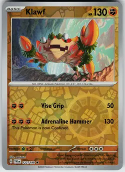 Pokemon Klawf 122/198 SV01: Scarlet & Violet Base Set NM Reverse Holo card - Image 1