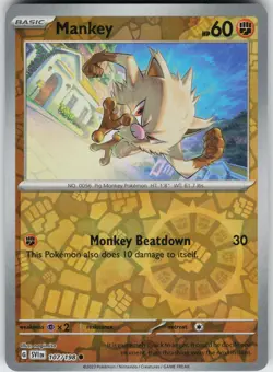 Pokemon Mankey 107/198 SV01: Scarlet & Violet Base Set NM Reverse Holo card - Image 1