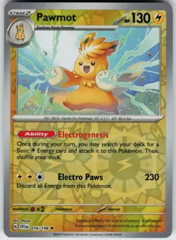 Pokemon Pawmot 076/198 SV01: Scarlet & Violet Base Set NM Reverse Holo card - Image 1