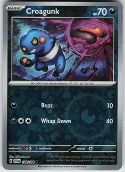 Pokemon Croagunk 130/198 SV01: Scarlet & Violet Base Set NM Reverse Holo card - Image 1