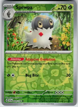Pokemon Spewpa 009/198 SV01: Scarlet & Violet Base Set NM Reverse Holo card - Image 1