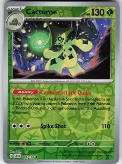 Pokemon Cacturne 006/198 SV01: Scarlet & Violet Base Set NM Reverse Holo card - Image 1