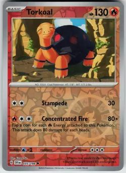 Pokemon Torkoal 035/198 SV01: Scarlet & Violet Base Set NM Reverse Holo card - Image 1
