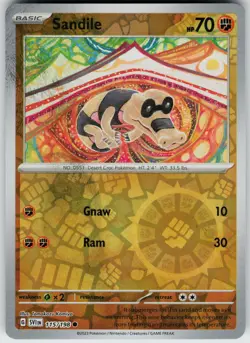 Pokemon Sandile 115/198 SV01: Scarlet & Violet Base Set NM Reverse Holo card - Image 1