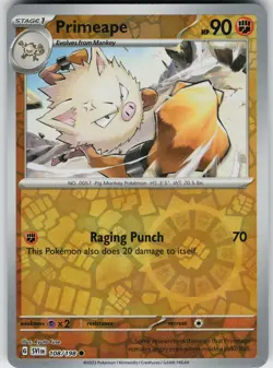 Pokemon Primeape 108/198 SV01: Scarlet & Violet Base Set NM Reverse Holo card - Image 1
