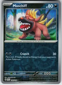 Pokemon Maschiff 136/198 SV01: Scarlet & Violet Base Set NM Reverse Holo card - Image 1