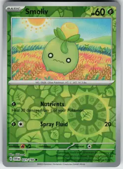 Pokemon Smoliv 021/198 SV01: Scarlet & Violet Base Set NM Reverse Holo card - Image 1
