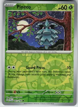Pokemon Pineco 001/198 SV01: Scarlet & Violet Base Set NM Reverse Holo card - Image 1