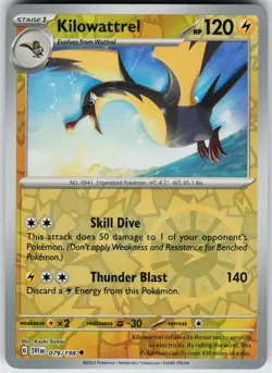 Pokemon Kilowattrel 079/198 SV01: Scarlet & Violet Base Set NM Reverse Holo card - Image 1