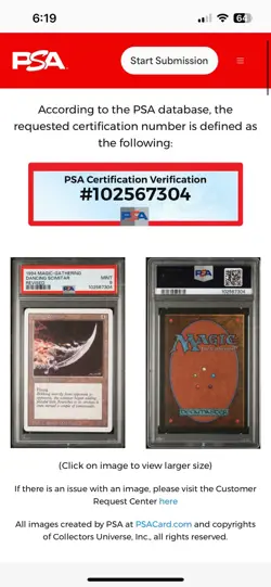 DANCING SCIMITAR Revised 1994 Magic The Gathering MTG PSA 9 MINT 🔥Rare🔥 - Image 3