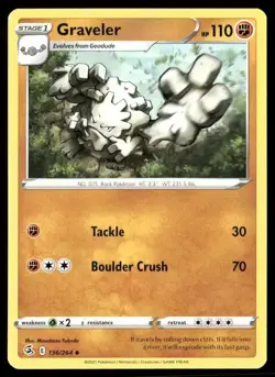 2021 Fusion Strike Set Pokemon Card 136 Graveler NM - Image 1