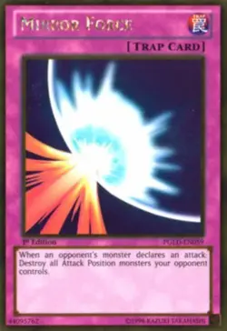 PGLD-EN059 Mirror Force Gold Secret Rare 1st Edition Near Mint YuGiOh TCG - Image 1
