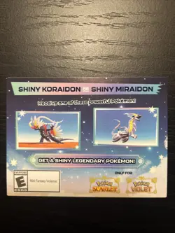 GameStop Scarlet & Violet Shiny Koraidon/Miraidon Promo Card - NEW - UNSCRATCHED - Image 1