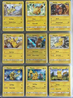 Pokemon Card Species Set Lot - 9x Unique Cards / Pikachu Family - Image 1