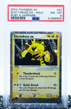 PSA 8 ELECTABUZZ EX 97/109 Ultra Rare Ex Ruby & Sapphire E-Series - Pokemon Card - Image 1